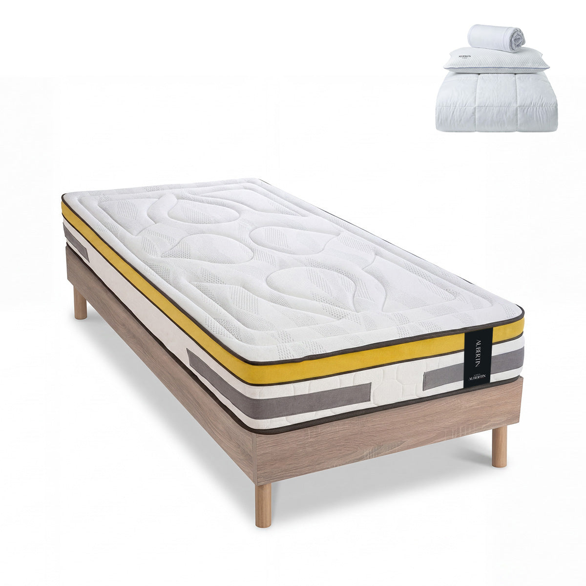 Prêt-à-dormir AUBERTIN avec Sommier SÉLÉNA et Accessoires
