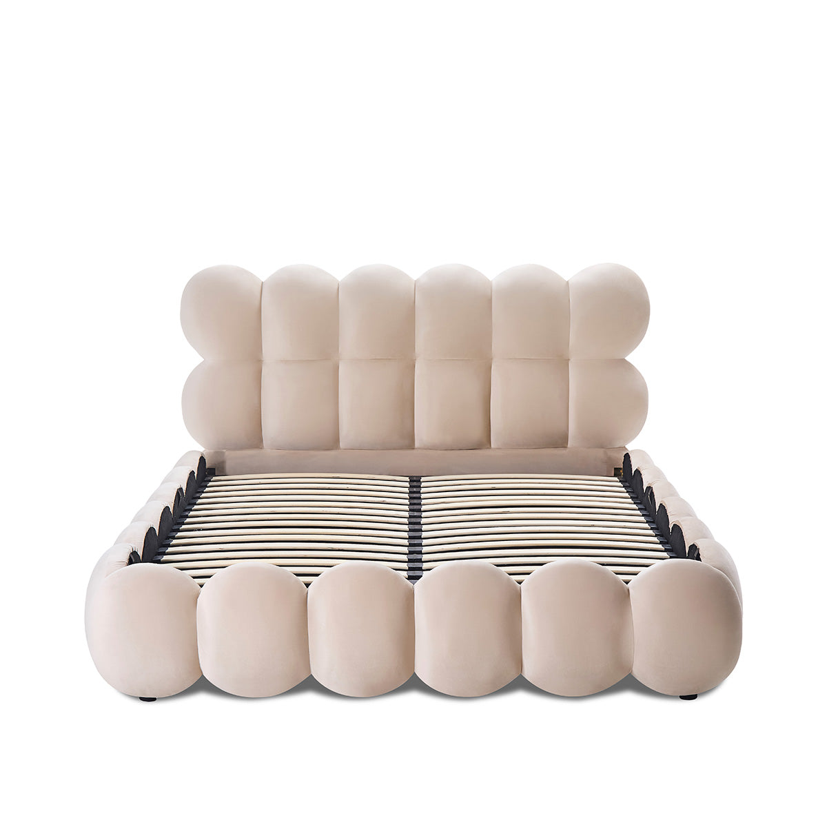 Lit coffre - Velours beige - MEGÈVE