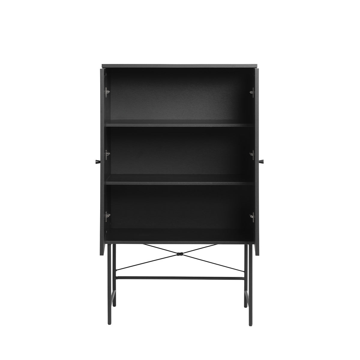 Buffet haut 2 portes - Bois et cannage noirs - MANAROLA