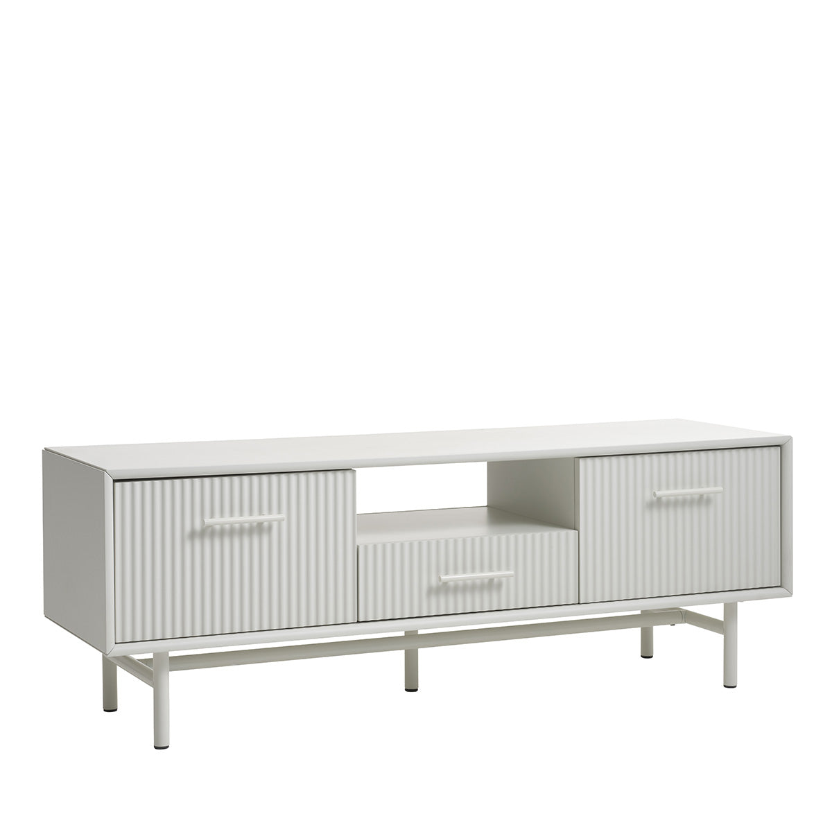 Meuble TV 140 cm 2 portes 1 tiroir 1 niche - Bois gris clair - MIRANO