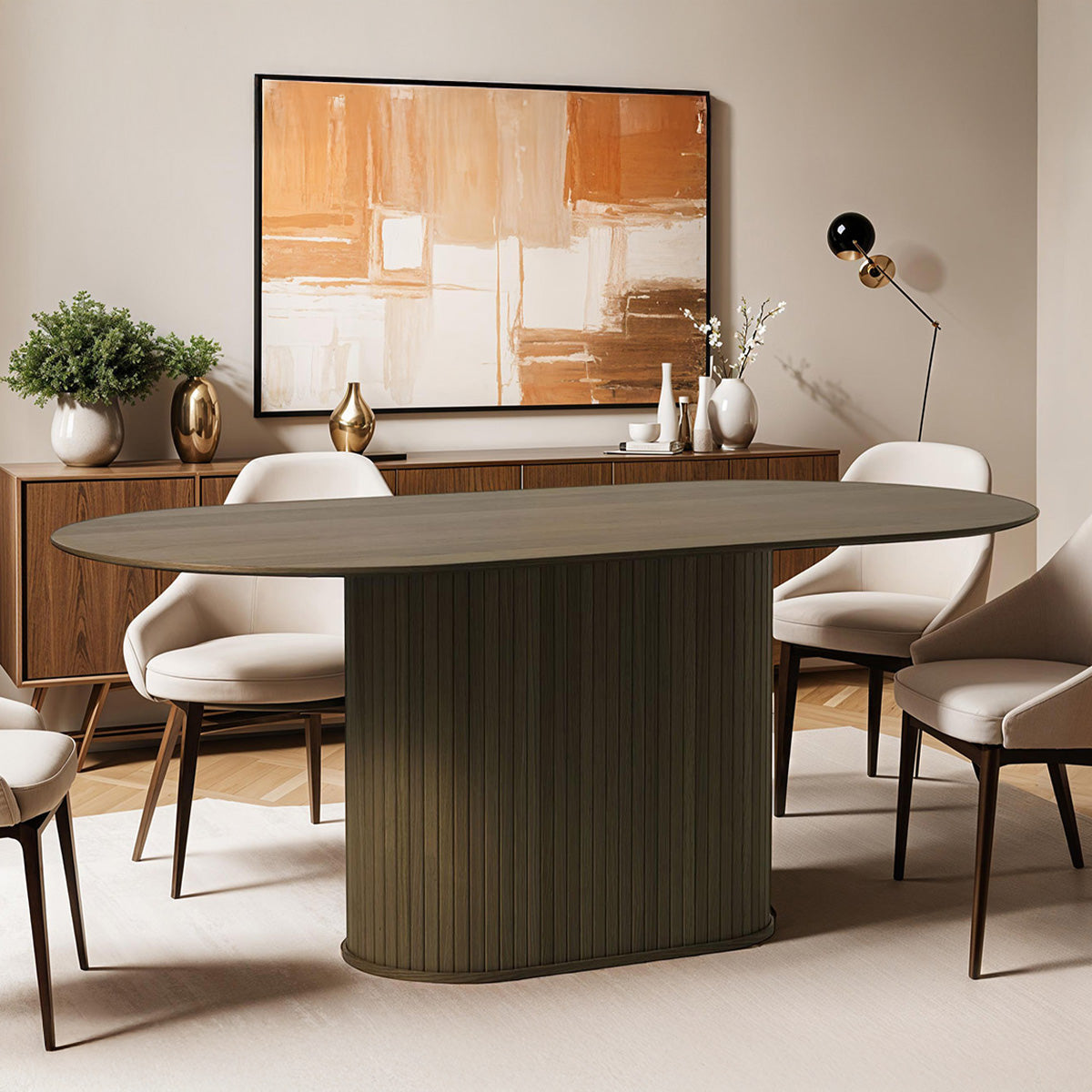 Table à manger ovale 6 personnes 180 cm - Bois - ALBA