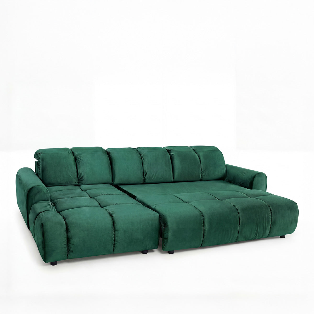 Canapé d'angle convertible - 4 places - Velours - ANACAPRI