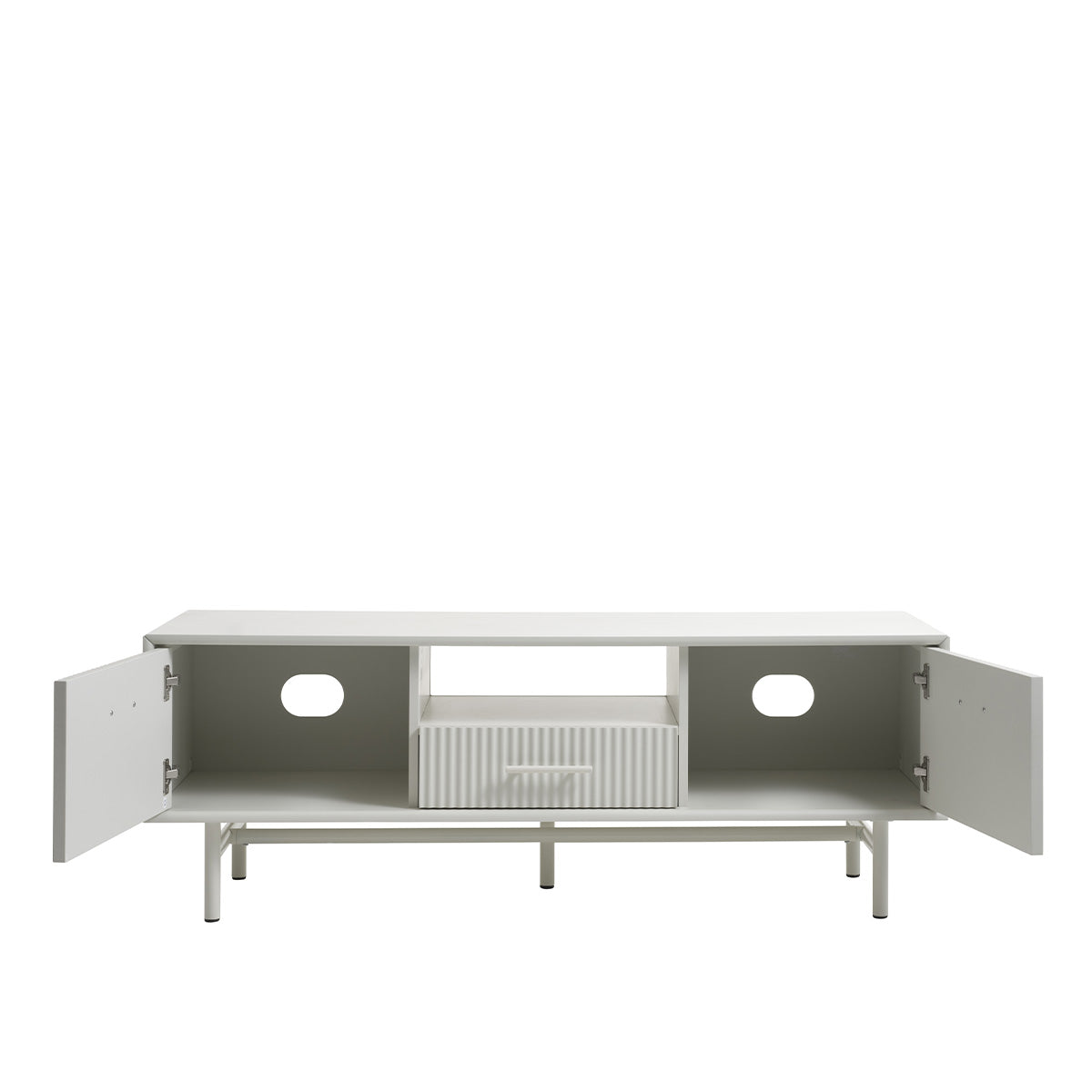 Meuble TV 140 cm 2 portes 1 tiroir 1 niche - Bois gris clair - MIRANO