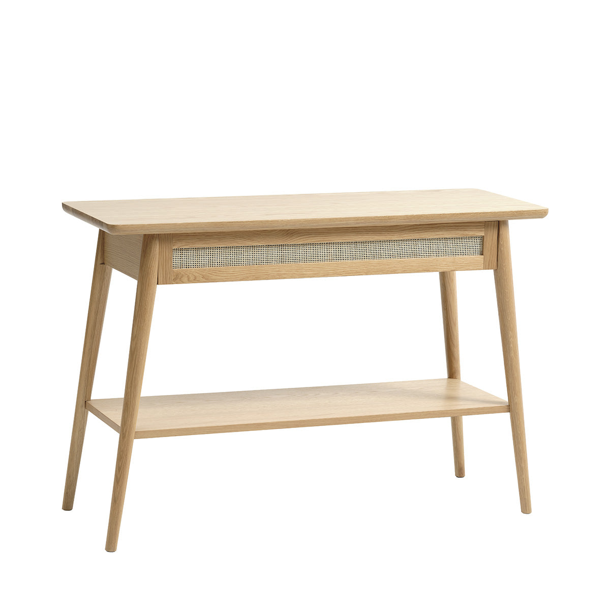 Console 120 cm 2 plateaux 1 tiroir - Bois et rotin - CAPRI