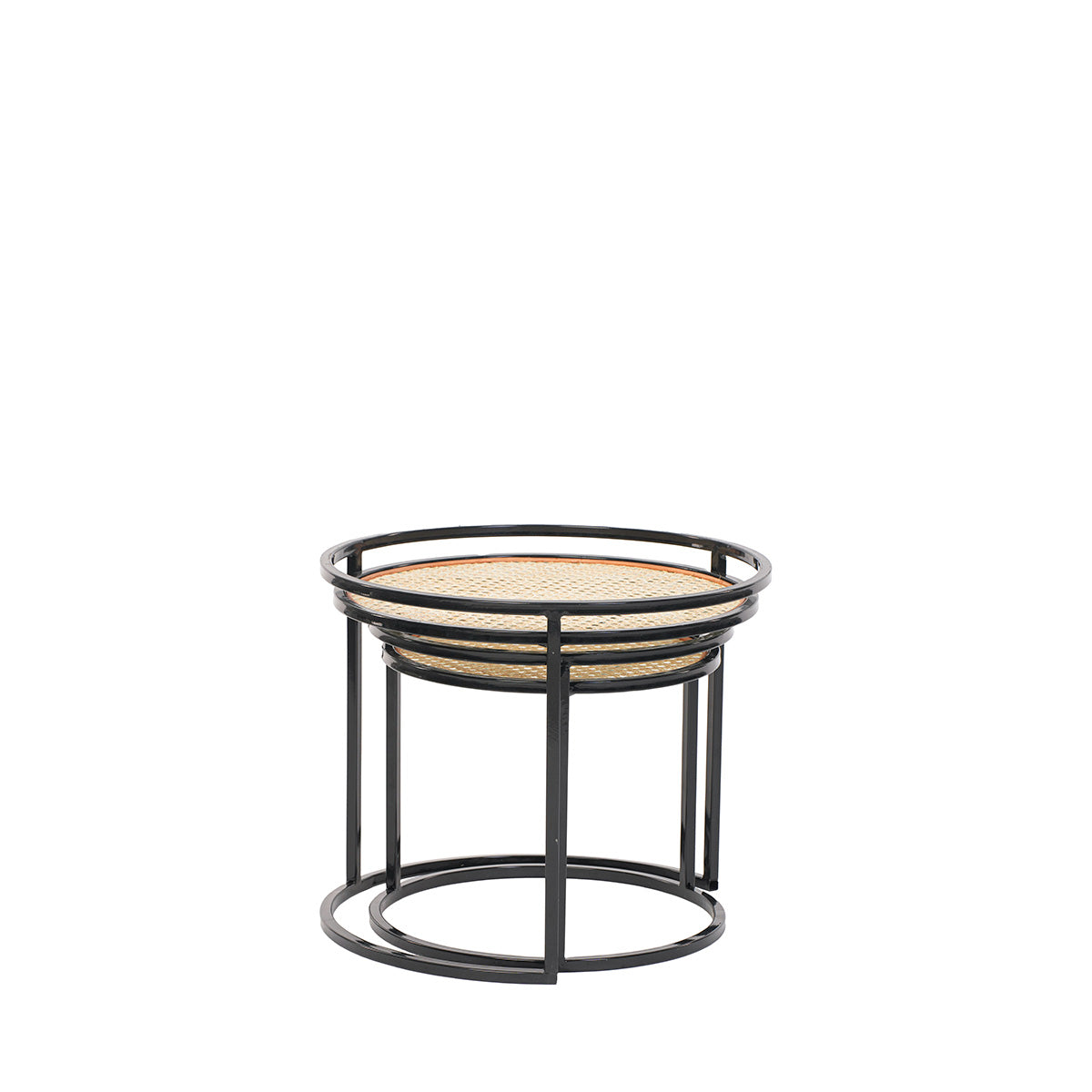 Tables gigognes (lot de 2) - Métal et rotin - BARI