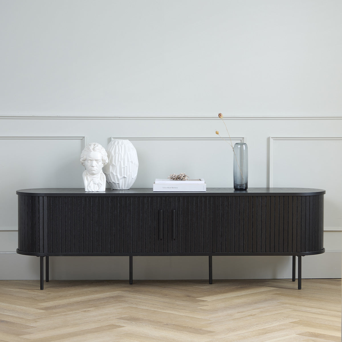 Meuble bas 180 cm 2 portes - Bois - ALBA