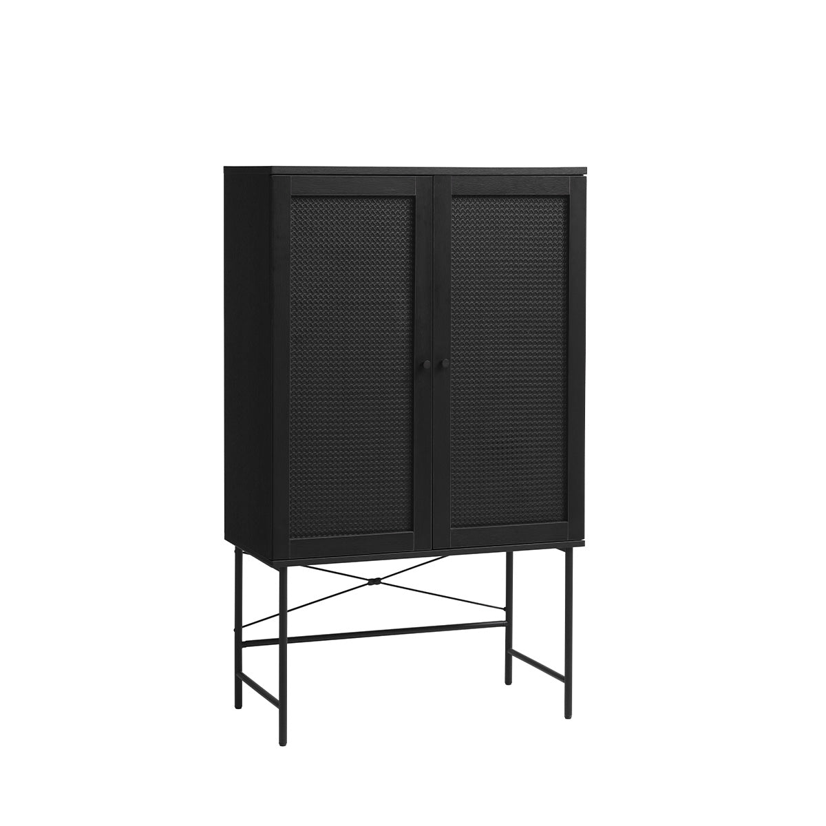 Buffet haut 2 portes - Bois et cannage noirs - MANAROLA