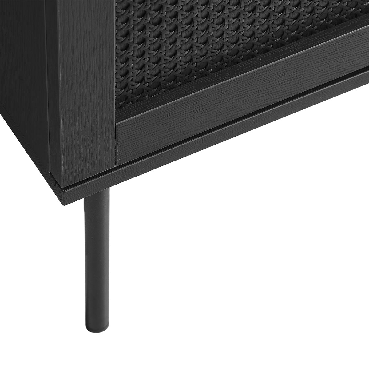 Buffet 140 cm 3 portes - Bois et cannage noirs - MANAROLA
