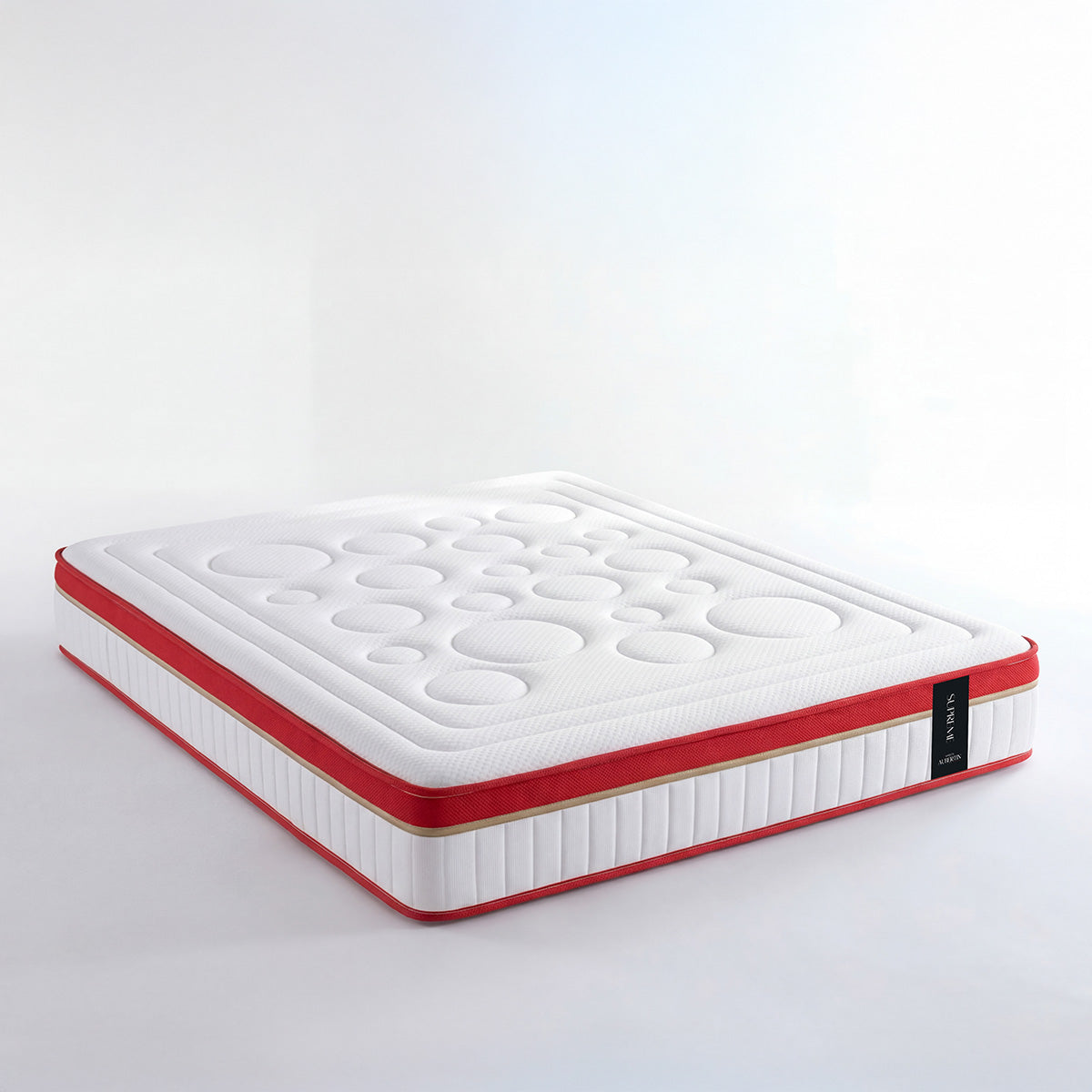 Ensemble Suprême + sommier bois + accessoires - Mousse HD mémoire - Ép. 24 cm - Accueil ferme, soutien ferme