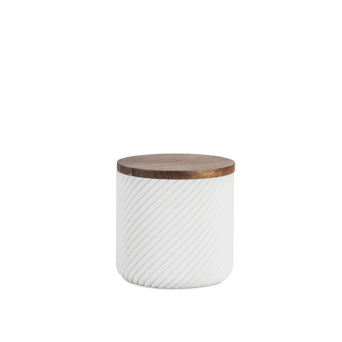 Boîte à coton - Résine blanche et bois - ASCOLI
