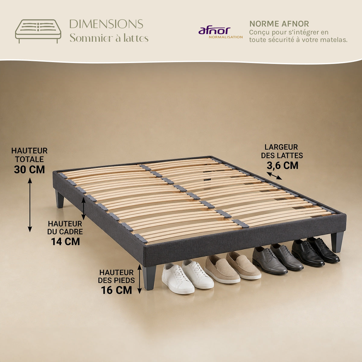 Ensemble Matelas+sommier Ressorts PASSION + accessoires - 32 cm d'épaisseur - Accueil moelleux, soutien ferme