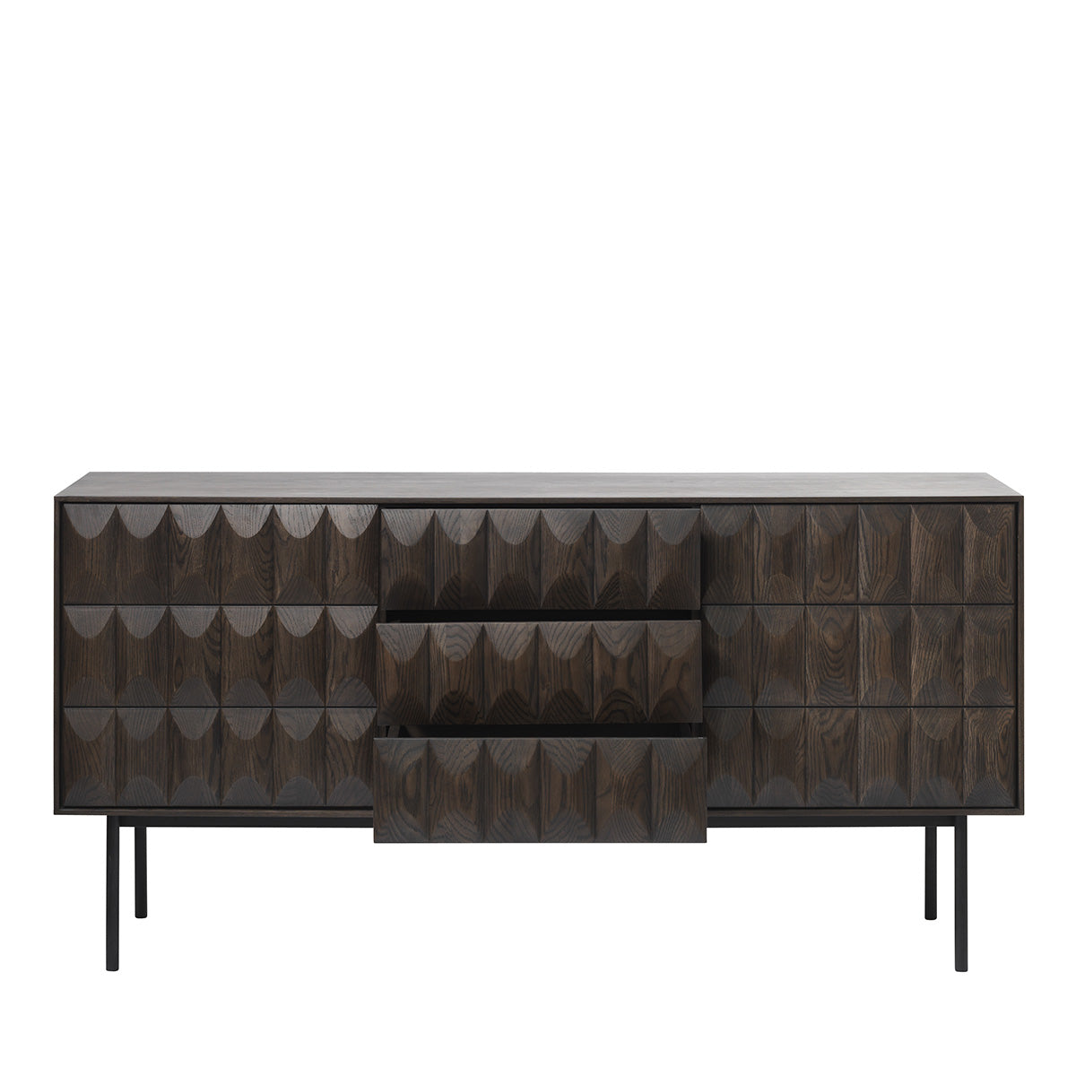 Buffet 160 cm 2 portes 3 tiroirs - Bois foncé - POSADA