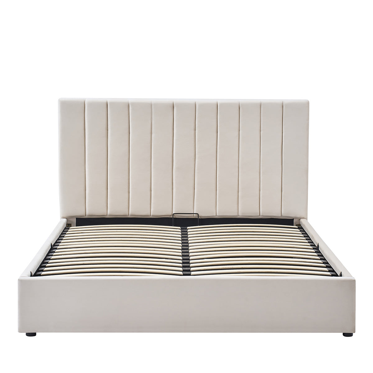 Lit coffre - Velours beige - GIULIA