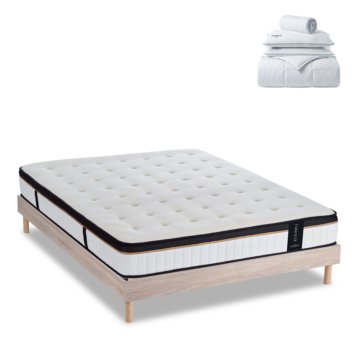 Prêt-à-dormir ÉMERAUDE avec Sommier SÉLÉNA et Accessoires