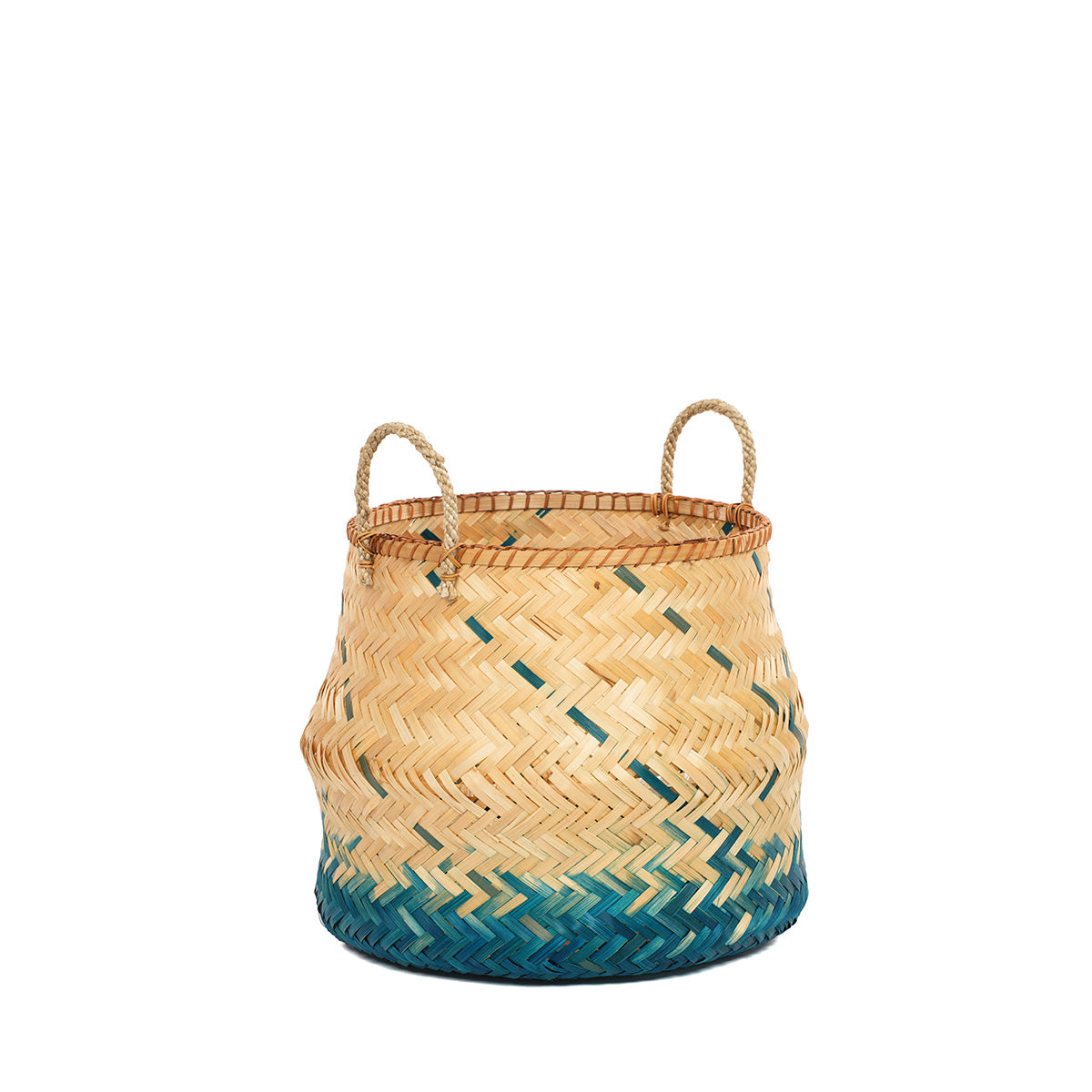 Panier bambou naturel - BLEU