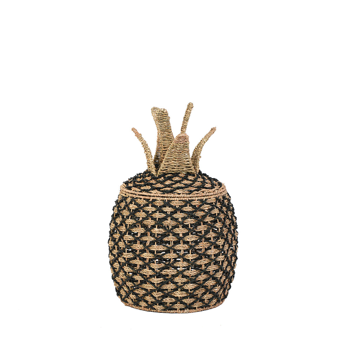 Panier jonc de mer naturel et noir - ANANAS