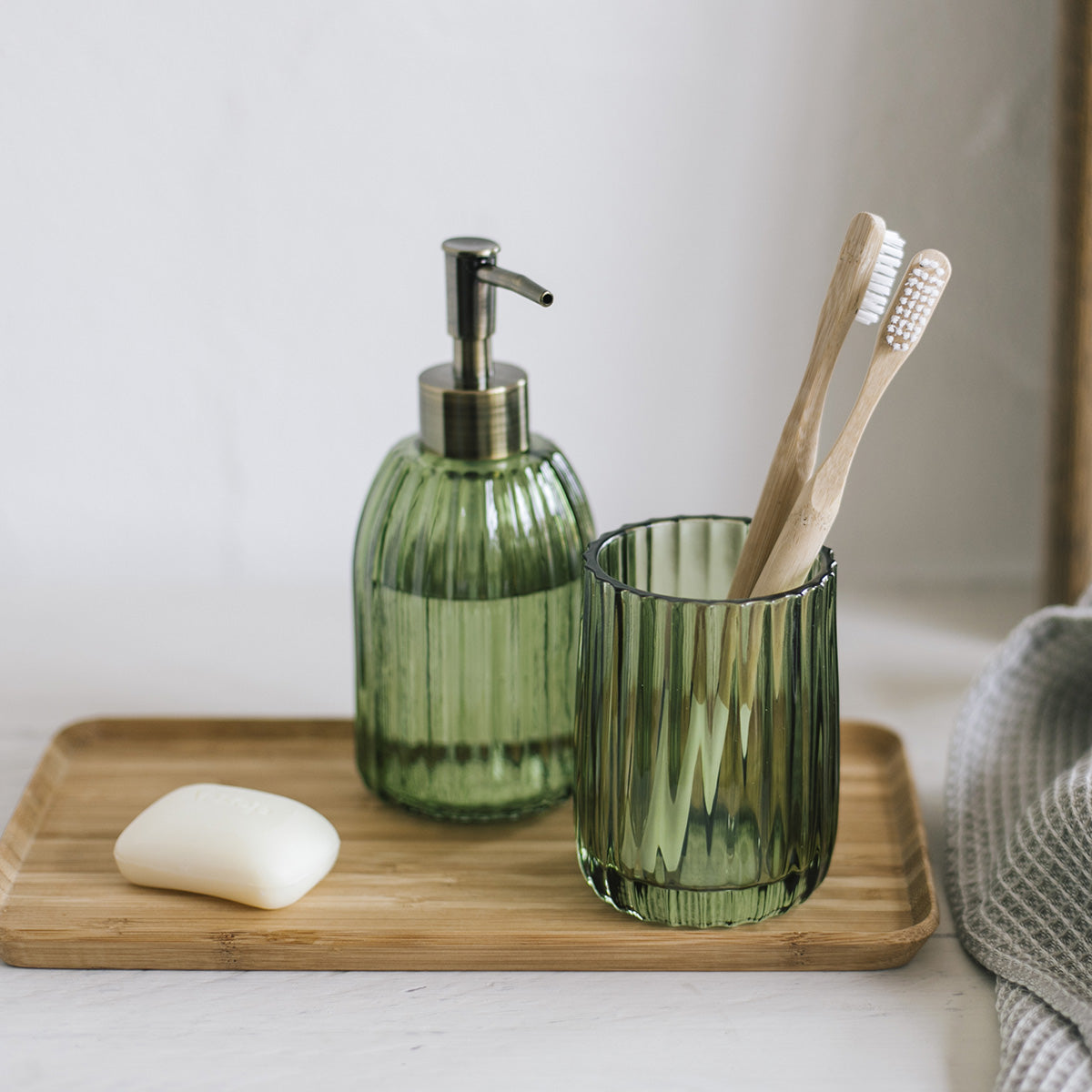 Pot brosse à dents - Verre vert - LIMO