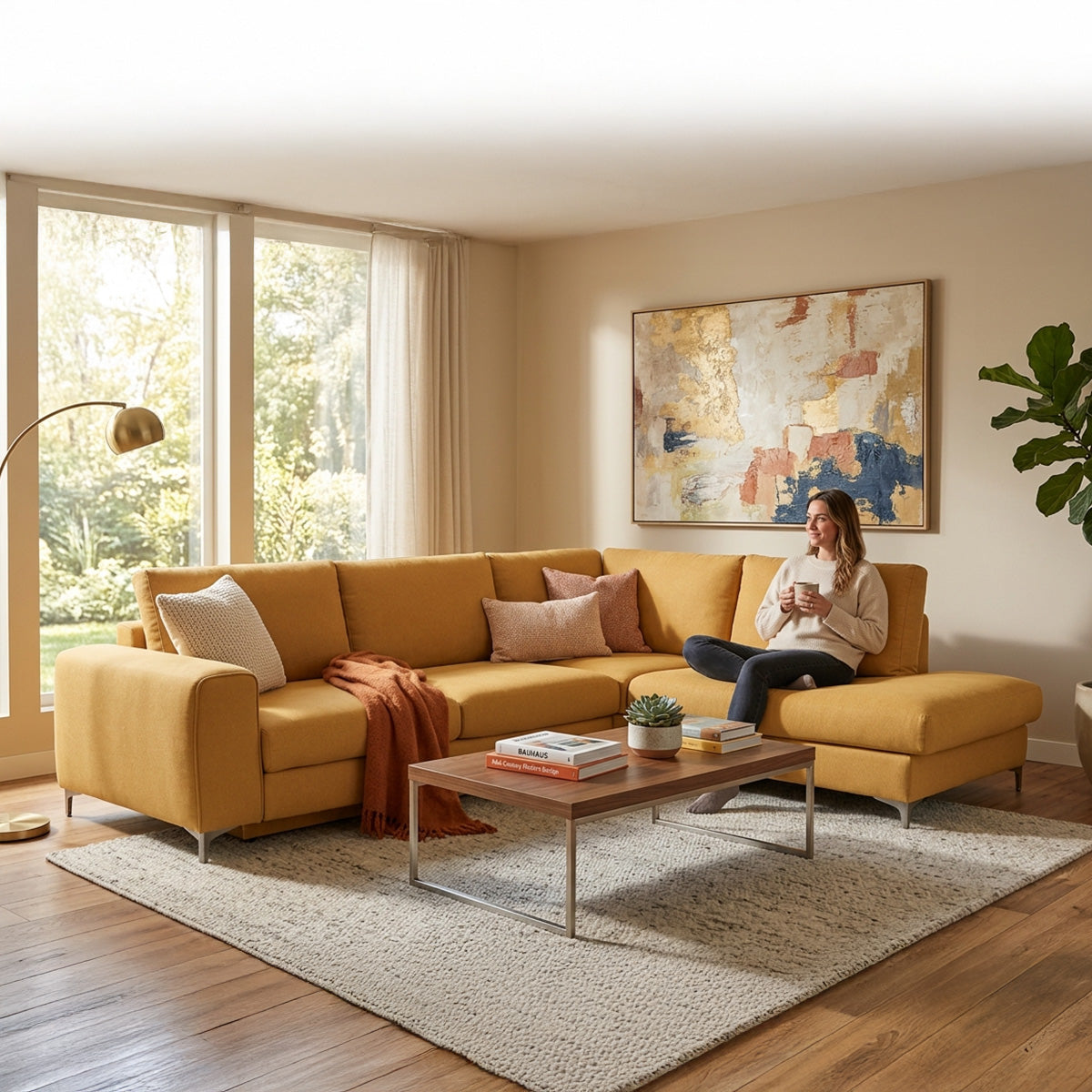 Canapé d'angle convertible - 4 places - Tissu - FIESOLE