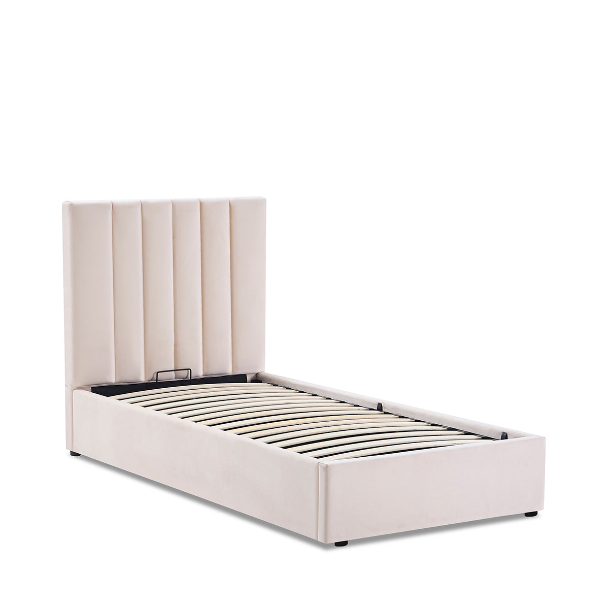 Lit coffre - Velours beige - GIULIA
