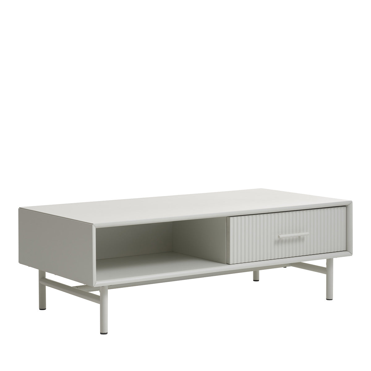 Table basse 120 cm 1 tiroir 1 niche - Bois gris clair - MIRANO