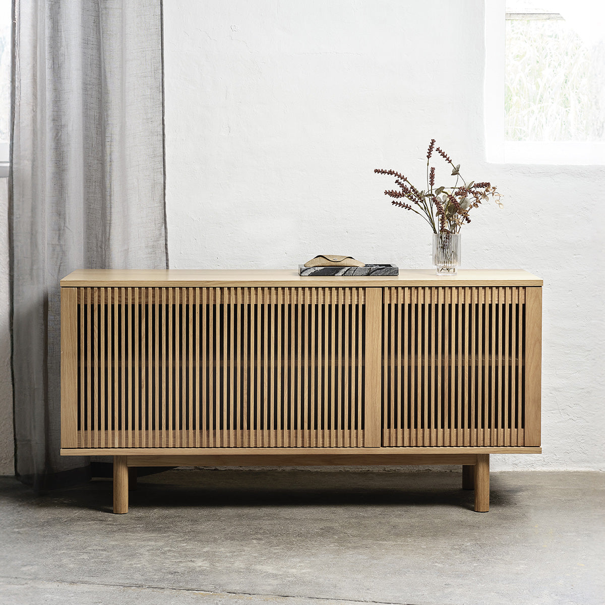 Meuble bas 143 cm 2 portes - Bois - PISA