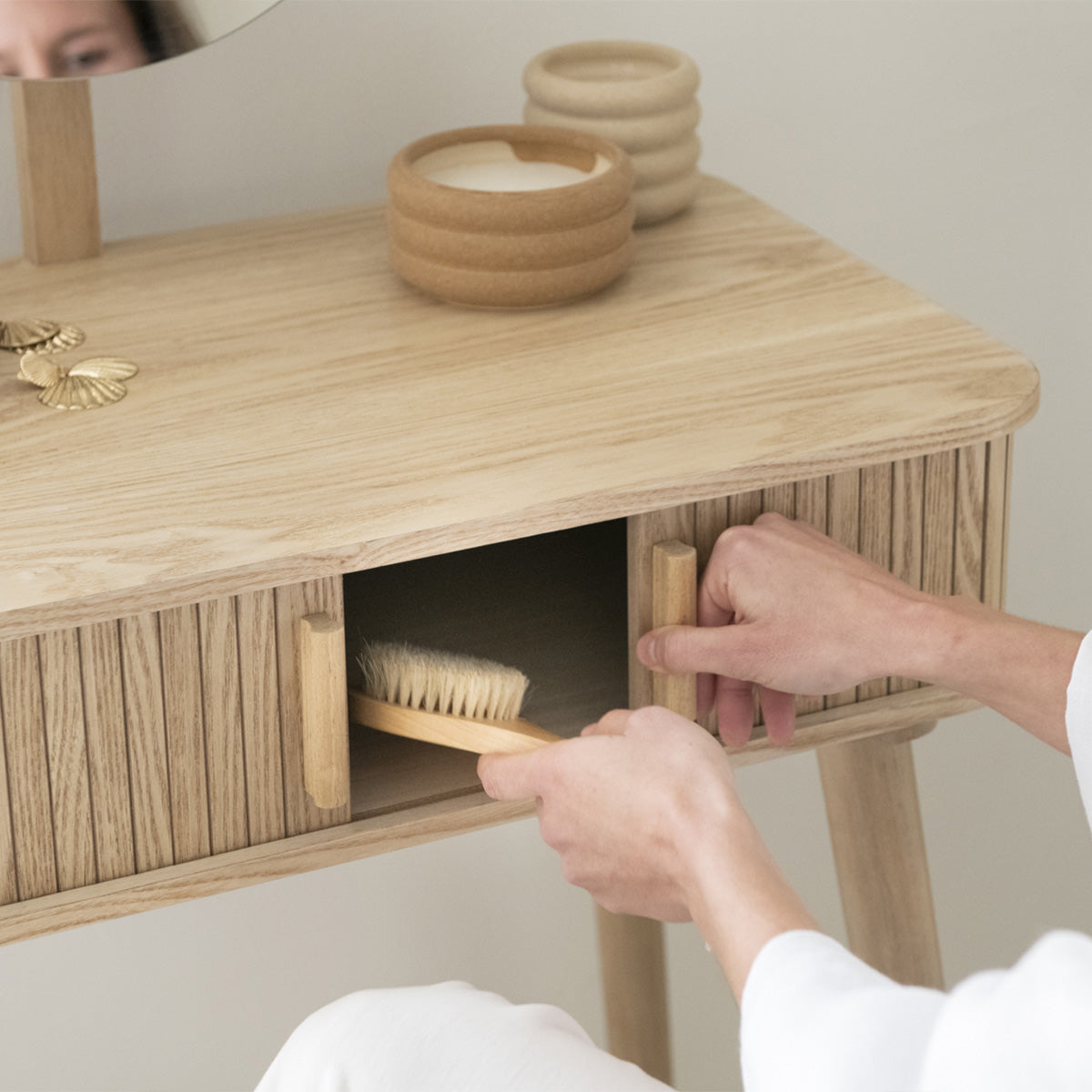 Meuble coiffeuse 70 cm 2 portes - Bois clair - ENVIO