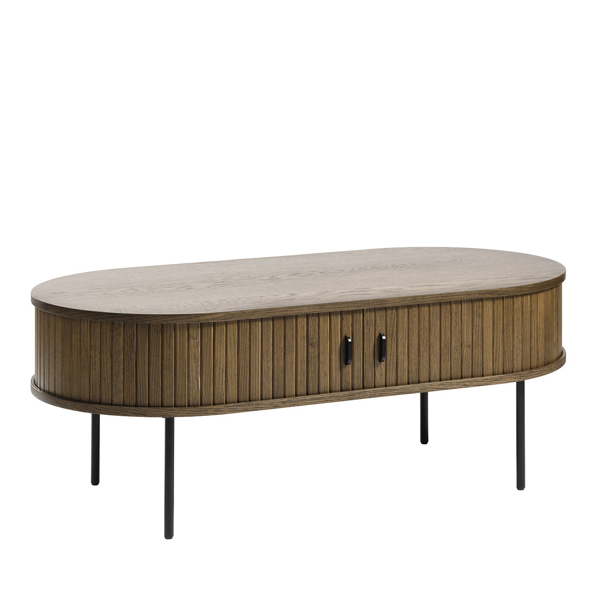 Table basse ovale 120 cm 2 portes - Bois - ALBA