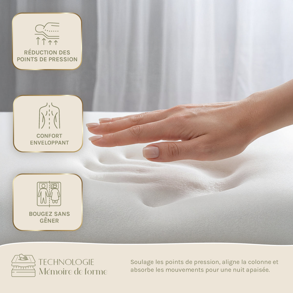 Ensemble literie QUINTESSENCE + accessoires - 30 cm d'épaisseur - Accueil moelleux, soutien ferme