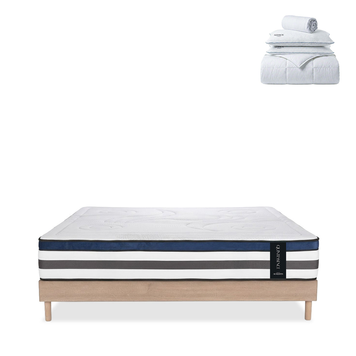 Ensemble literie QUINTESSENCE + accessoires - 30 cm d'épaisseur - Accueil moelleux, soutien ferme