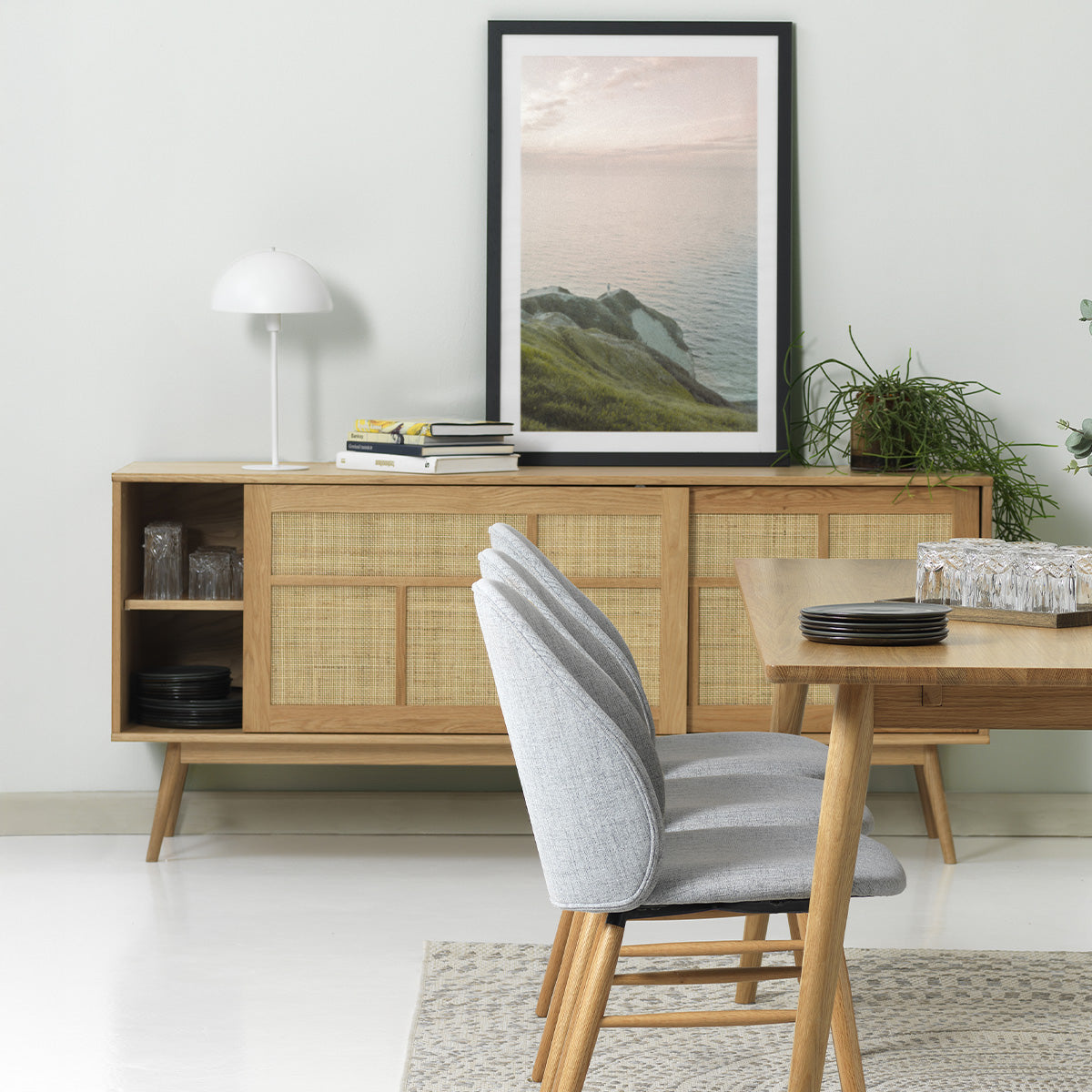 Buffet 180 cm 2 portes - Bois et rotin - CAPRI