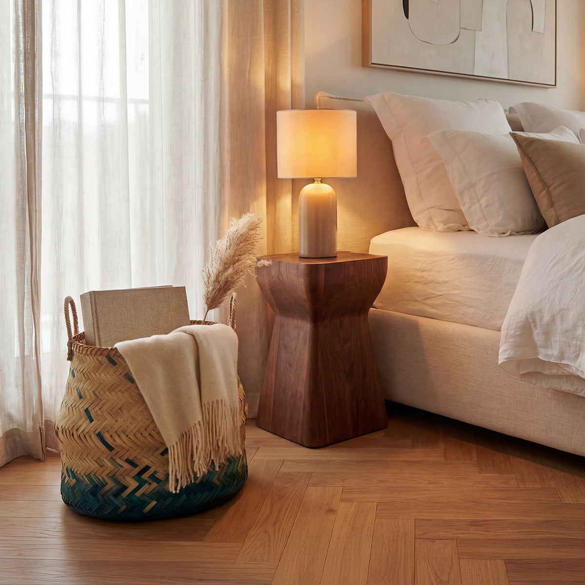 Panier bambou naturel - BLEU