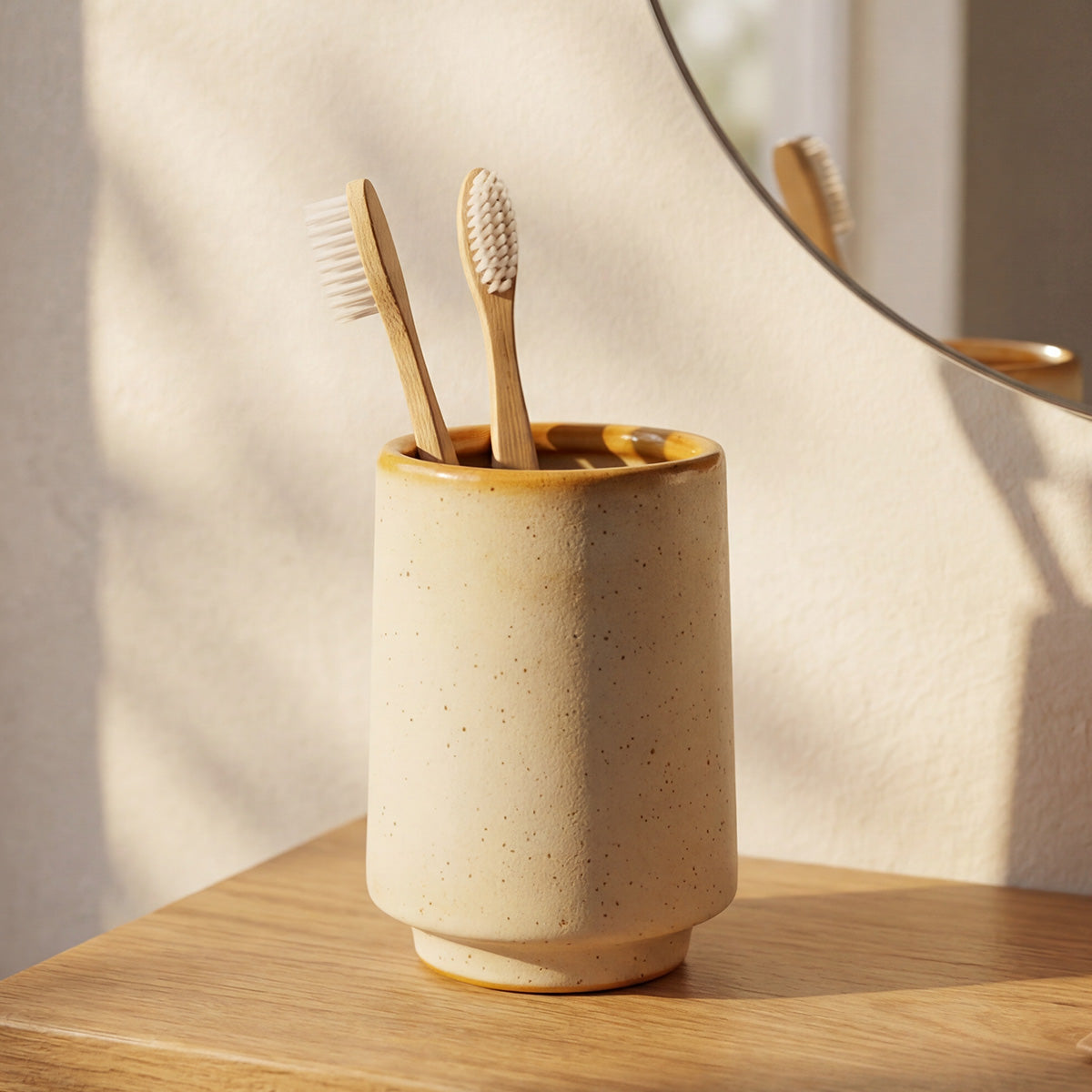 Pot brosse à dents - Céramique beige - ARMONIA