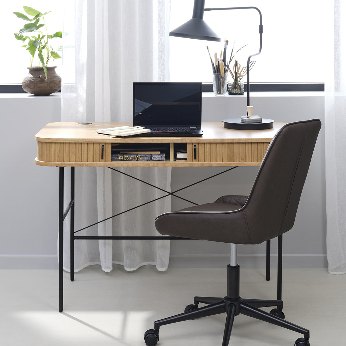 Bureau 120 cm 2 portes - Bois - ALBA