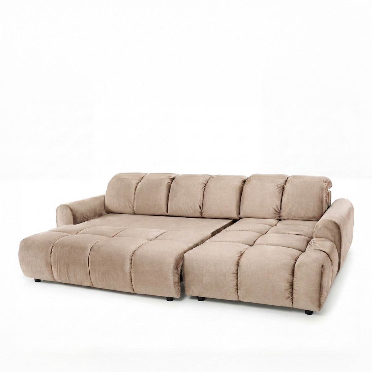 Canapé d'angle convertible - 4 places - Velours - ANACAPRI