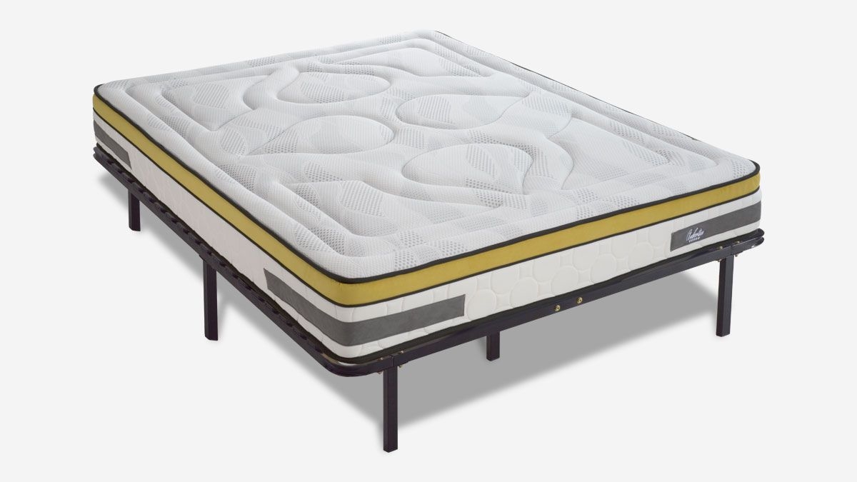 Ensemble | Matelas AUBERTIN - Ressorts Ensachés | Sommier KIT METAL - Cadre à latte