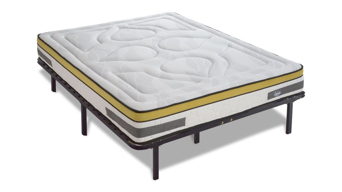 Ensemble | Matelas AUBERTIN - Ressorts Ensachés | Sommier KIT METAL - Cadre à latte