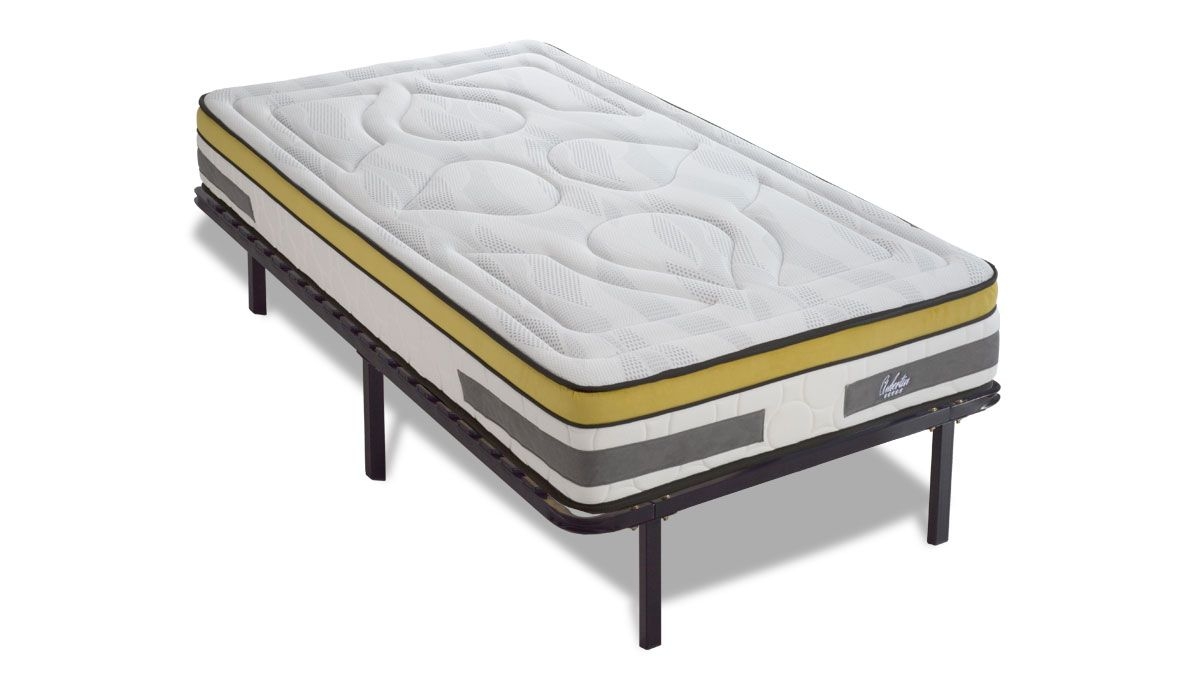 Ensemble | Matelas AUBERTIN - Ressorts Ensachés | Sommier KIT METAL - Cadre à latte