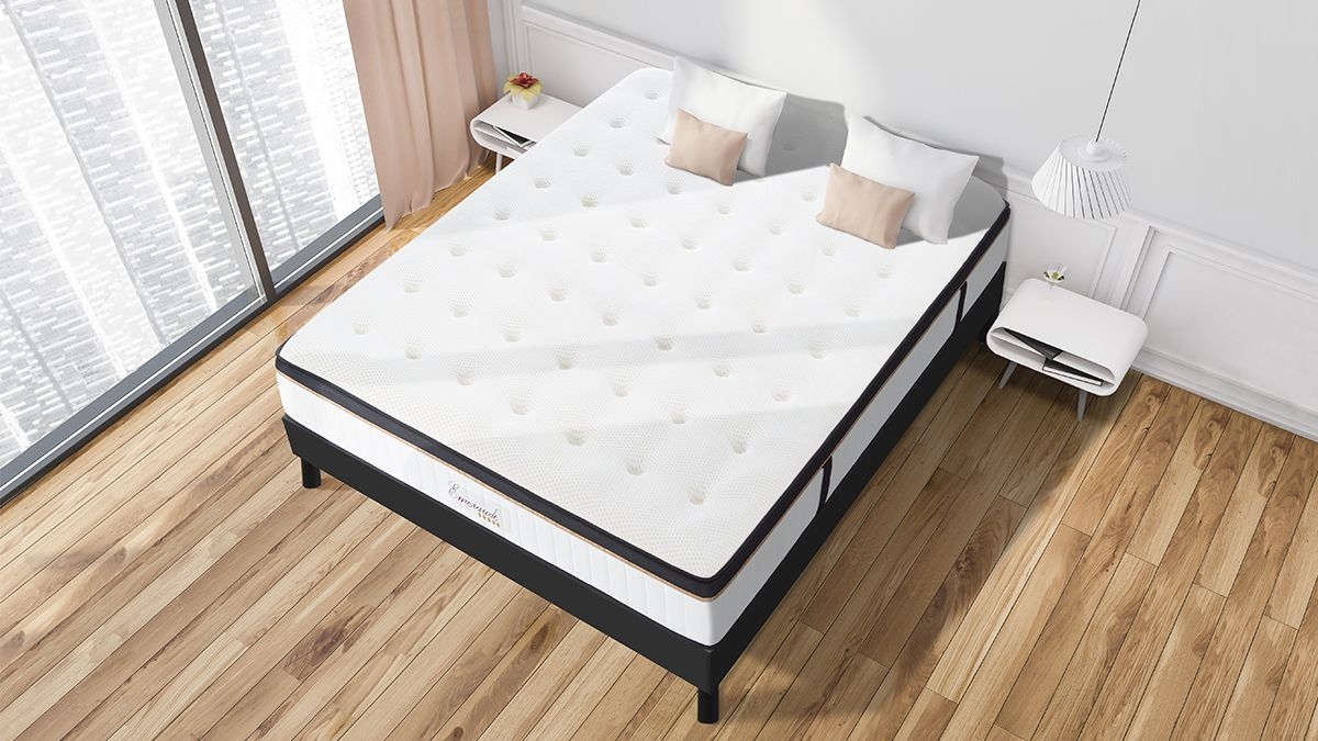 Ensemble | Matelas EMERAUDE - Mémoire de Forme | Sommier KIT BOIS