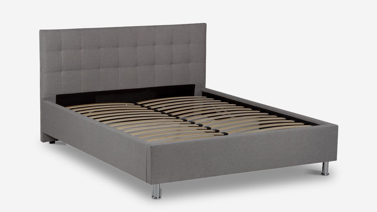 Lit Coffre DANIELLA - Tissu gris
