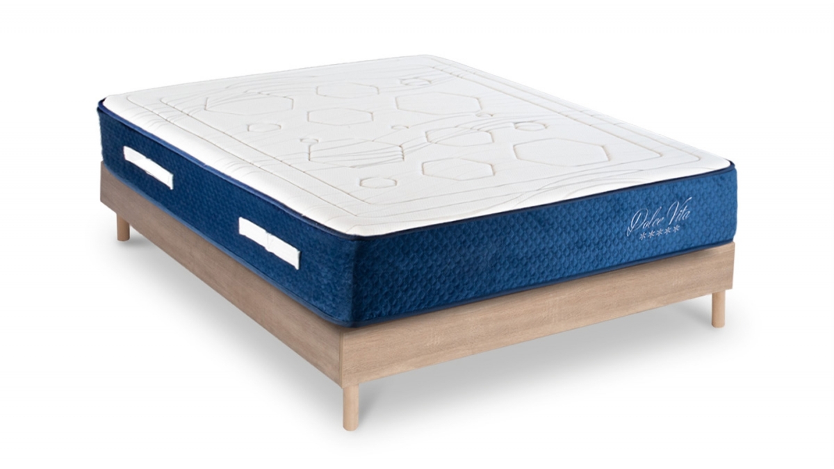 Ensemble | Matelas DOLCE VITA Ressorts Ensachés | Sommier KIT BOIS