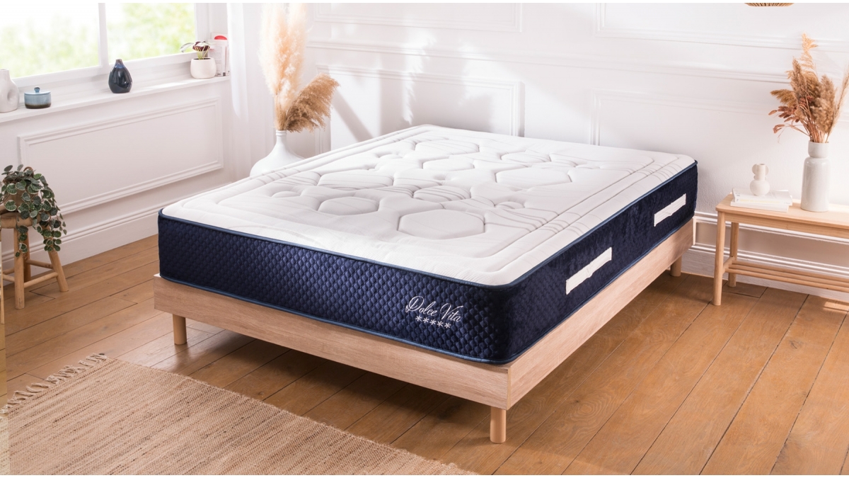 Ensemble | Matelas DOLCE VITA Ressorts Ensachés | Sommier KIT BOIS