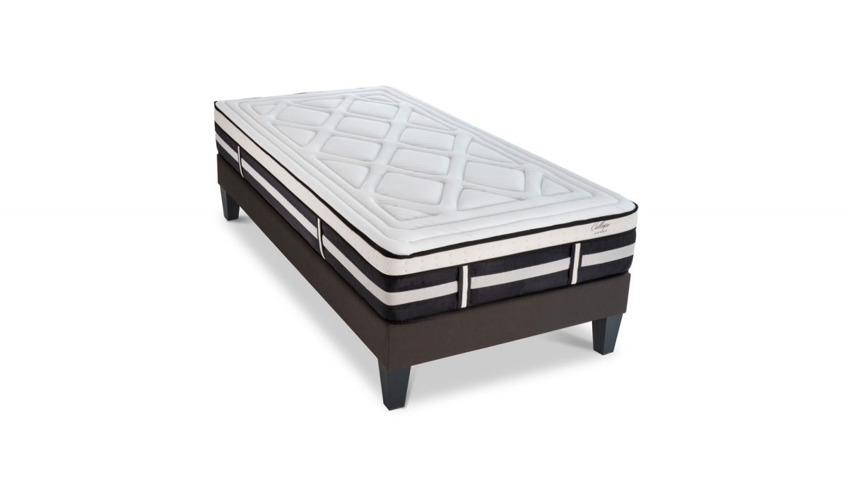 Ensemble | Matelas CALLIOPE - Mémoire de Forme | Sommier KIT TISSU - Gris anthracite