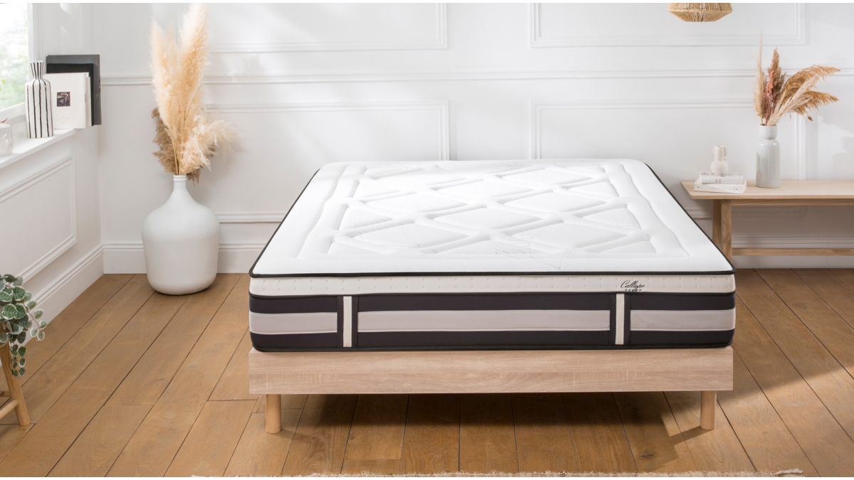 Ensemble | Matelas CALLIOPE - Mémoire de Forme | Sommier KIT BOIS