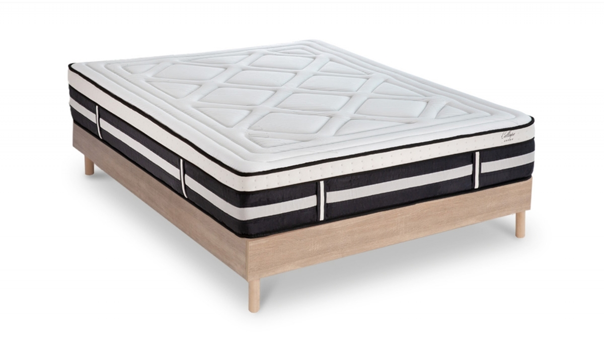 Ensemble | Matelas CALLIOPE - Mémoire de Forme | Sommier KIT BOIS