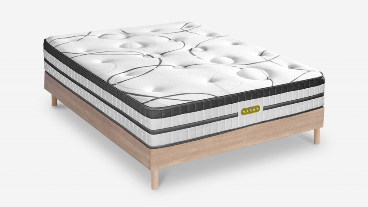 Ensemble | Matelas CONCORDE - Ressorts Ensachés | Sommier KIT BOIS