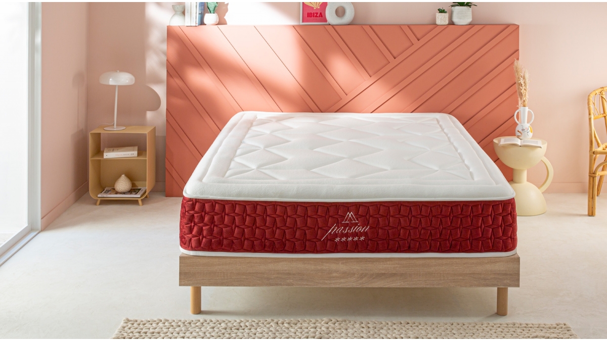 Ensemble Matelas à Mémoire de Forme Passion + Sommier Kit en bois