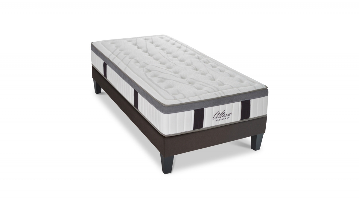 Ensemble | Matelas ALTESSE - Mémoire de Forme | Sommier KIT TISSU - Gris anthracite