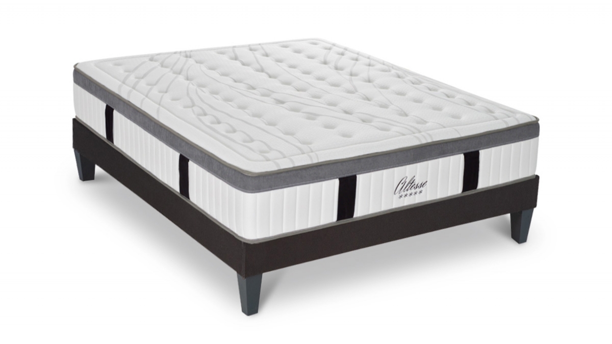 Ensemble | Matelas ALTESSE - Mémoire de Forme | Sommier KIT TISSU - Gris anthracite