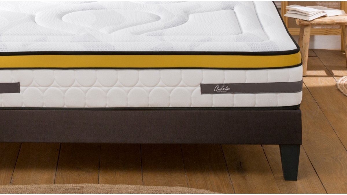 Ensemble | Matelas AUBERTIN - Ressorts Ensachés | Sommier KIT TISSU - Gris anthracite