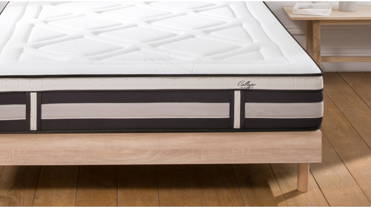 Ensemble | Matelas CALLIOPE - Mémoire de Forme | Sommier KIT BOIS